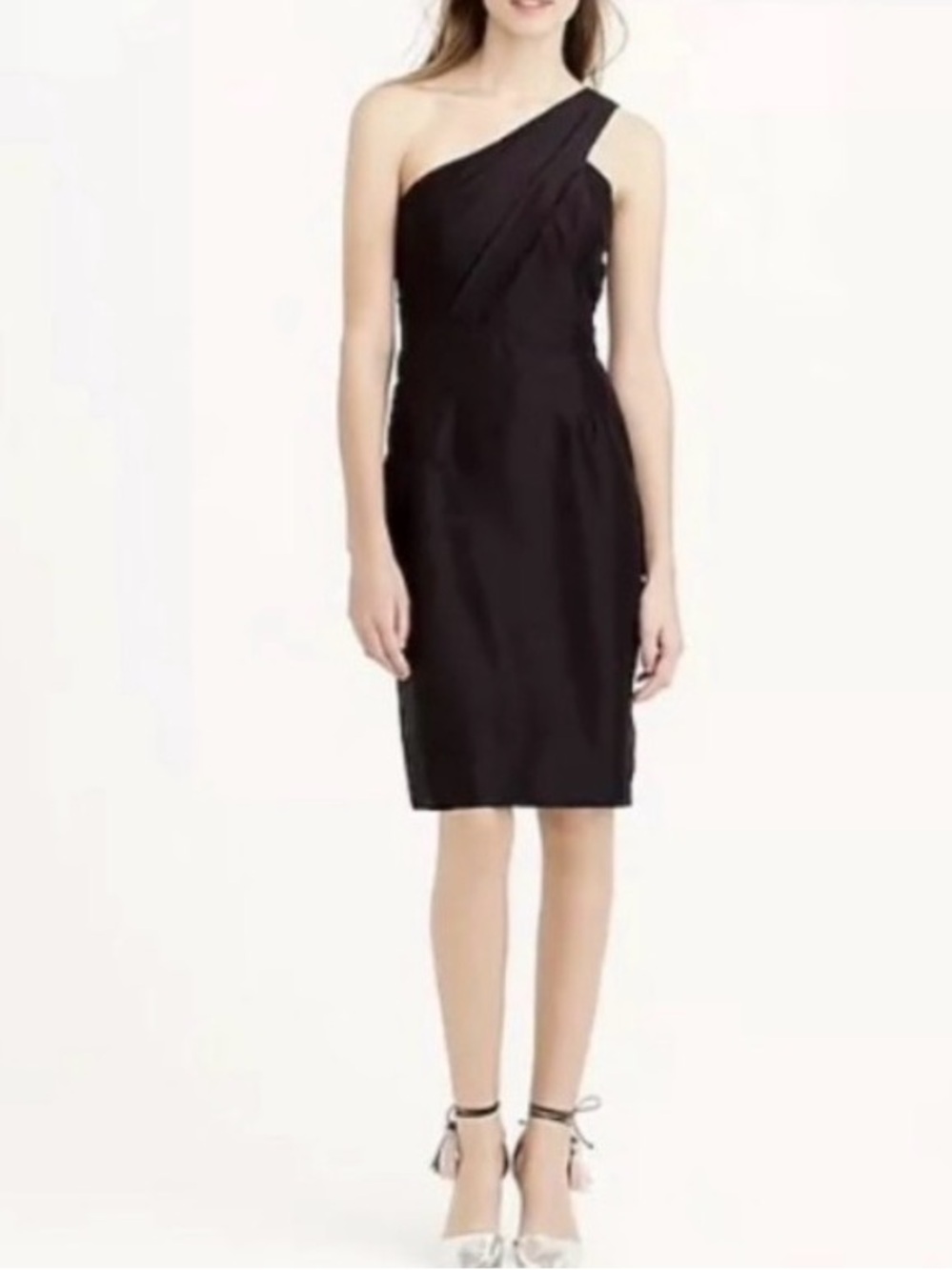 J.Crew Women’s Black Silk One Shoulder Dress, Size 4